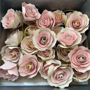 Paper flower Napkin Rings Blush Pink and Cream. Handmade